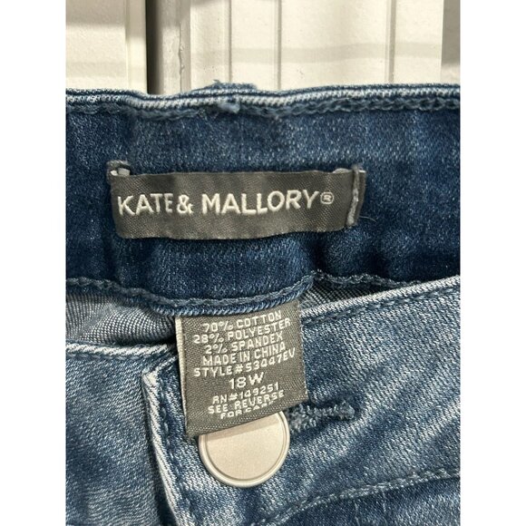 Kate and Mallory Womens Cropped Distressed Denim Jeans SZ 18W - Picture 5 of 9